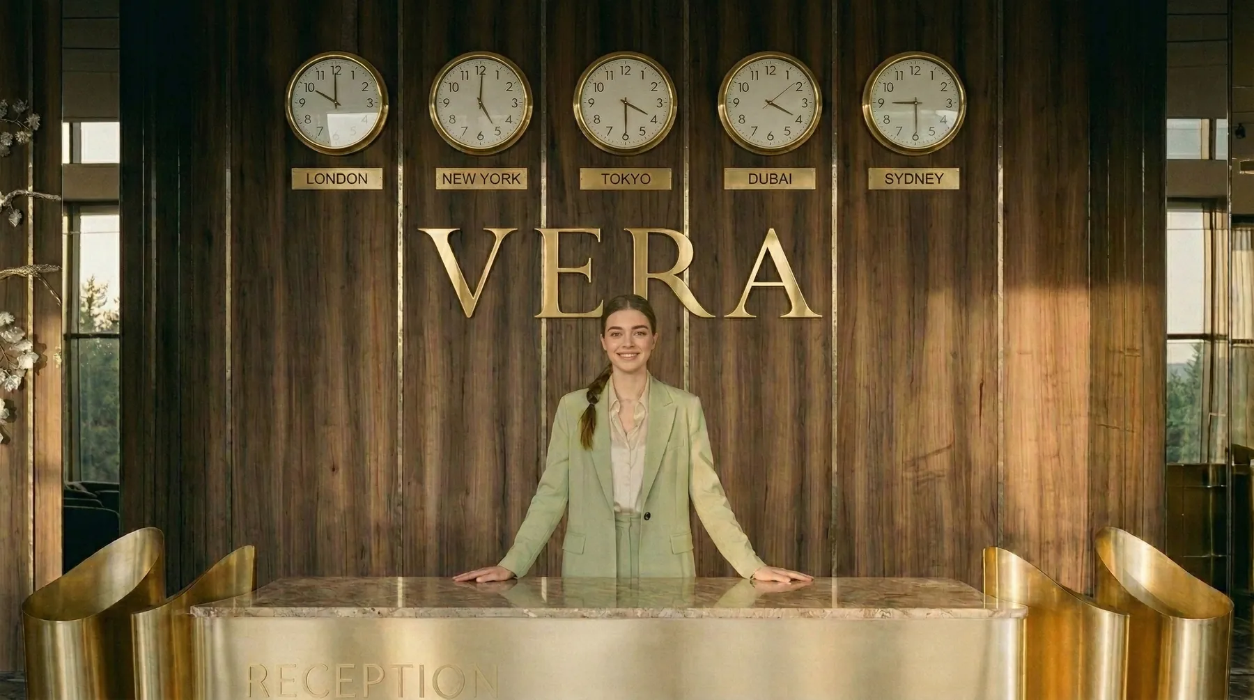 Ресепшен VERA в фирменном гостиничном интерьере